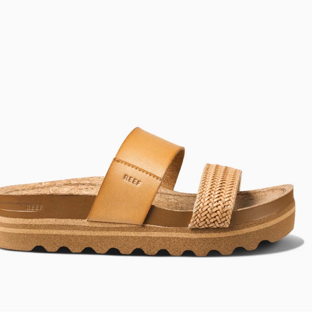 Reef Tan Sandals with Rugged Sole and Wide Strap